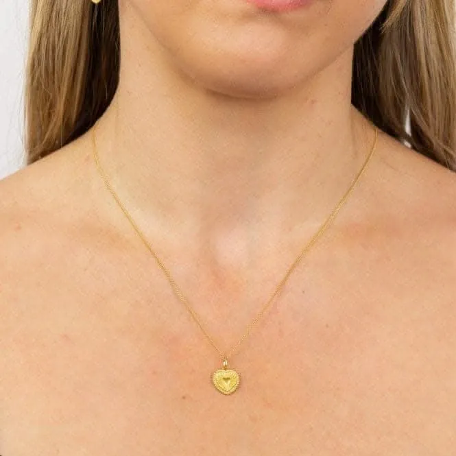 Yellow Gold Plated Sunray Texture Heart Pendant P4970