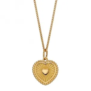 Yellow Gold Plated Sunray Texture Heart Pendant P4970