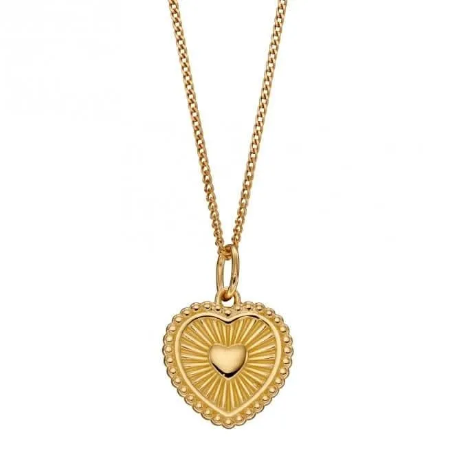 Yellow Gold Plated Sunray Texture Heart Pendant P4970